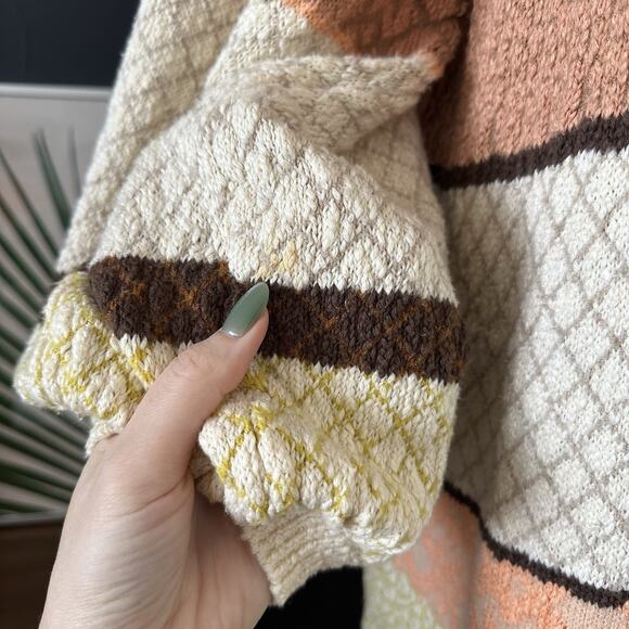 FREE PEOPLE Love and Kisses Patchwork Cardi Pockets Open Front - Picture 9 of 14